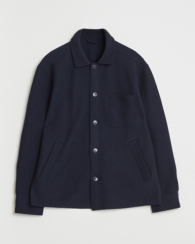 Eton Boiled Wool Overshirt Navy – Sininen