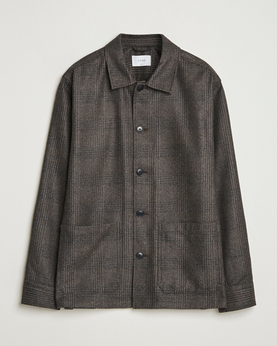 Eton Wool/Cashmere Checked Overshirt Dark Grey – Harmaa