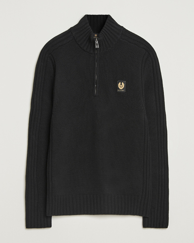 Belstaff Watch Wool Knitted Quarter Zip Black – Musta