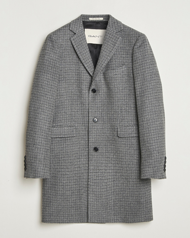 GANT Classic Wool Houndstooth Coat Black – Musta