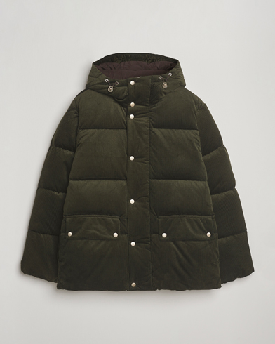 GANT Corduroy Down Hooded Puffer Jacket Green Lagoon – Vihreä