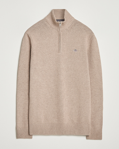 GANT Casual Cotton Half Zip Dark Sand Melange – Beige