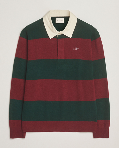 GANT Extra Fine Lambswool Striped Knitted Rugger Tartan Green – Monivärinen