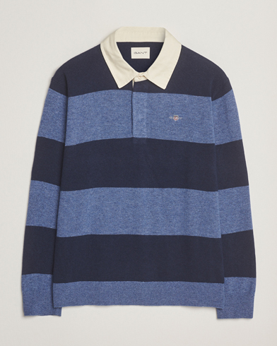 GANT Extra Fine Lambswool Striped Knitted Rugger Marine – Sininen