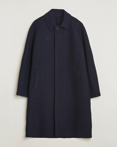 Harris Wharf London Boiled Wool Fly Front Balmacan Coat Navy – Sininen
