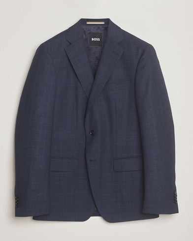 BOSS BLACK Hutson Wool Checked Blazer Open Blue – Sininen