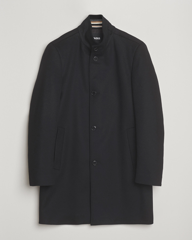 BOSS BLACK Hyde Stand Up Collar Coat Black – Musta