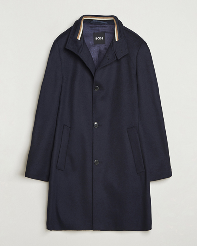 BOSS BLACK Hyde Stand Up Collar Coat Dark Blue – Sininen
