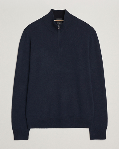 BOSS BLACK Hemarlo Wool/Cashmere Half Zip Dark Blue – Sininen
