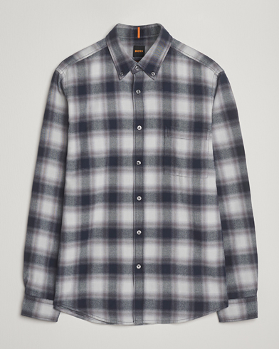 BOSS ORANGE Rickert Brushed Cotton Checked Shirt Open Grey – Harmaa