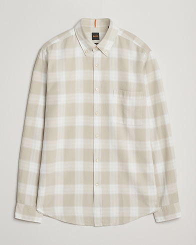 BOSS ORANGE Rickert Brushed Cotton Checked Shirt Light Beige – Beige