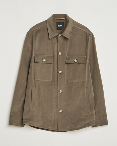 BOSS BLACK Carper Cotton Overshirt Open Brown – Ruskea