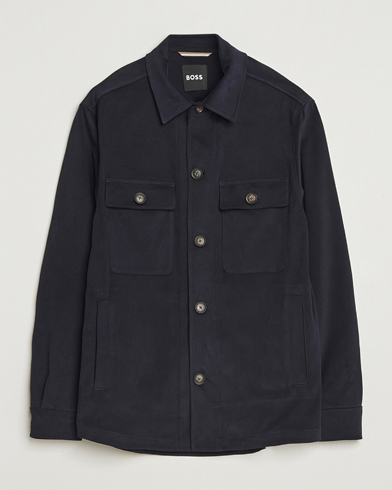 BOSS BLACK Carper Cotton Overshirt Dark Blue – Sininen