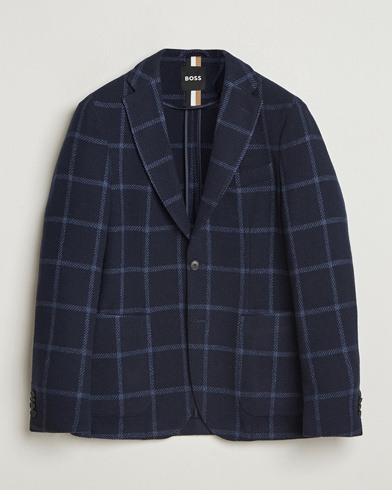 BOSS BLACK Hanry Wool Checked Blazer Dark Blue – Sininen