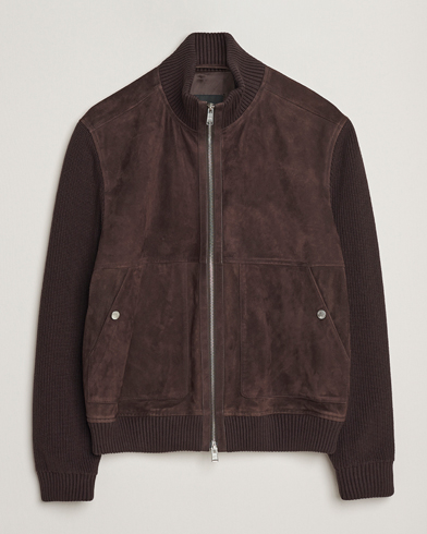 BOSS BLACK Maparo Leather Hybrid Jacket Dark Brown – Ruskea