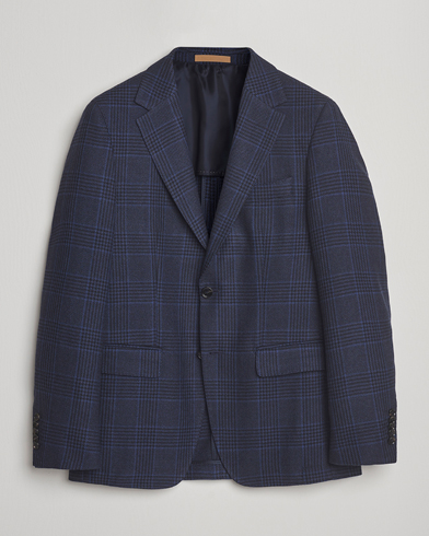 BOSS CAMEL Jeff Wool Checked Blazer Dark Blue – Sininen