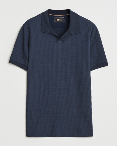 BOSS CAMEL Parson Structured Open Collar Polo Dark Blue – Sininen