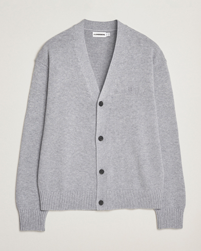 J.Lindeberg Eddy Wool/Cotton Knitted Cardigan Light Grey Melange – Harmaa