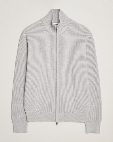 J.Lindeberg Alexis Cotton Full Zip Light Grey Melange – Harmaa