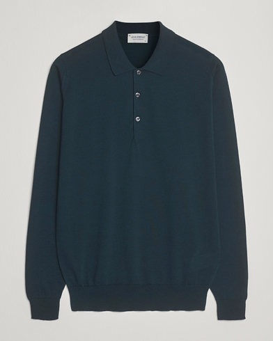 John Smedley Belper Extra Fine Merino Polo Pullover Richardson Green – Vihreä