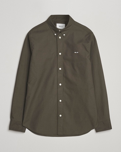 NN07 Colby Oxford Shirt Dark Army – Vihreä