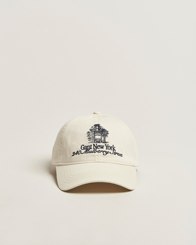 GANT 240 Mulberry Street Washed Twill Cap Cream – Valkoinen
