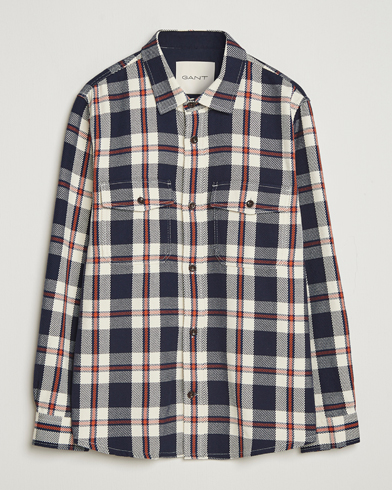 GANT Heavy Twill Checked Overshirt Evening Blue – Sininen