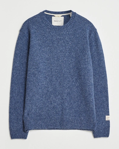 GANT Scottish Wool Knitted Crew Neck Sweater Marine Melange – Sininen