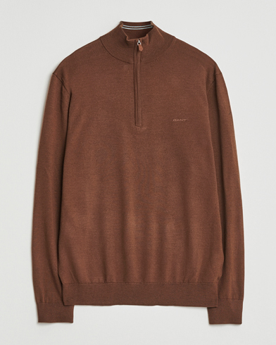 GANT Extrafine Merino Wool Half Zip Mahogany Brown – Ruskea