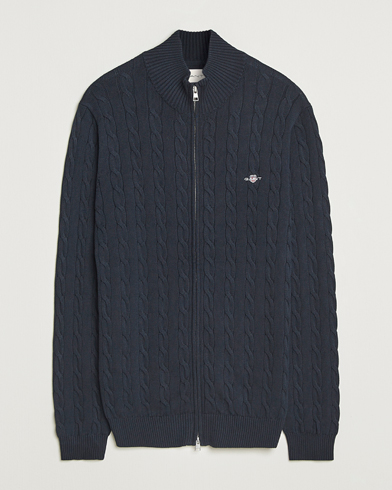 GANT Cotton Cable Full Zip Evening Blue – Sininen