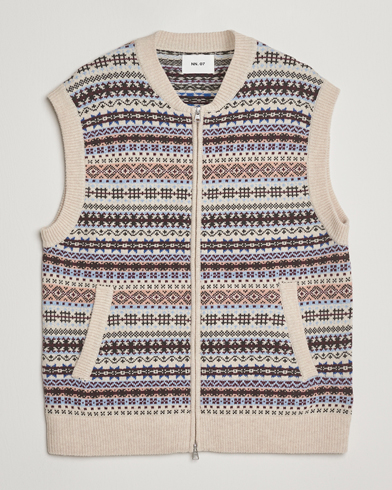 NN07 Robbie Fairisle Full Zip Vest Multi – Monivärinen