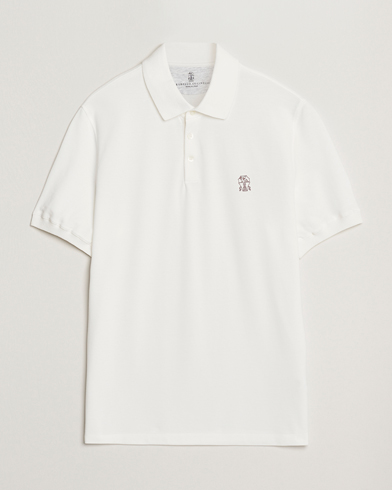 Brunello Cucinelli Short Sleeve Logo Polo Off White – Valkoinen