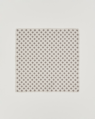 Brunello Cucinelli Printed Silk Pocket Square Ivory – Valkoinen