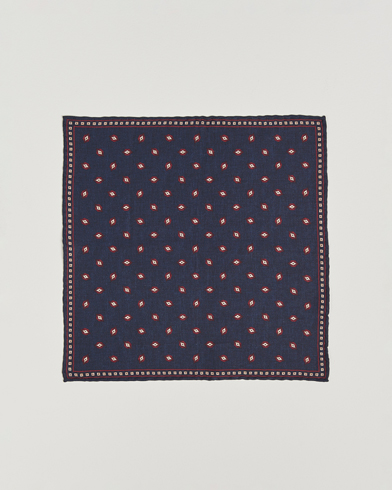 Brunello Cucinelli Printed Silk Pocket Square Navy – Sininen