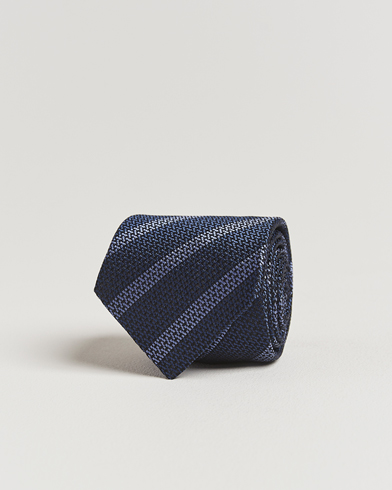 Brunello Cucinelli Regimental Stripe Silk Tie Navy – Sininen