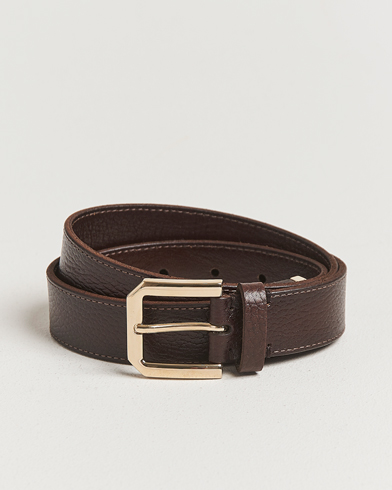 Brunello Cucinelli Grain Leather Belt Dark Brown – Ruskea