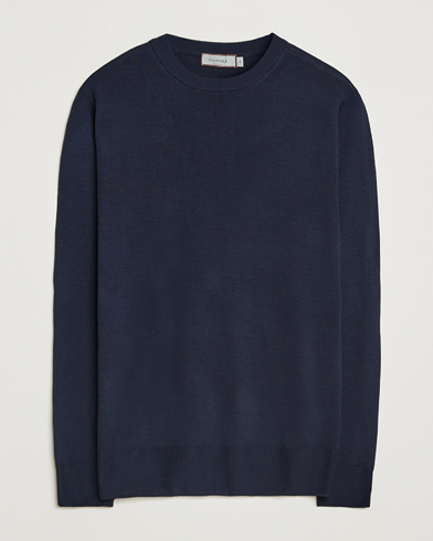 Canali Merino Wool Crew Neck Navy – Sininen