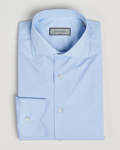 Canali Slim Fit Cotton/Stretch Shirt Light Blue – Sininen