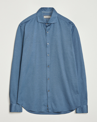 Canali Jersey Piquet Shirt Blue – Sininen