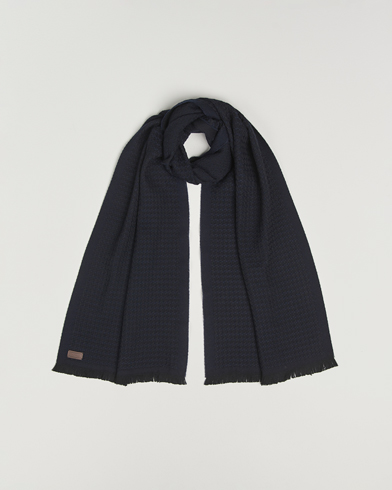 Canali Jacquard Wool Scarf Navy – Sininen
