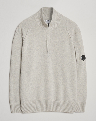 C.P. Company Knitted Lambswool Half-Zip Light Grey – Harmaa