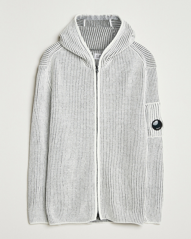 C.P. Company Knitted Full Zip Hood White/Grey – Harmaa