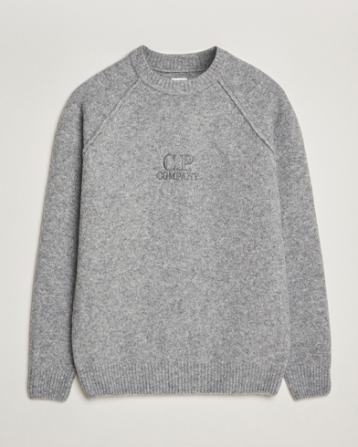 C.P. Company Extra Fine Merino Logo Crew Neck Grey – Harmaa