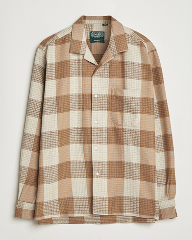 Gitman Vintage Brushed Waffle Camp Shirt Brown Check – Ruskea