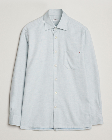 Kiton Cotton Flannel Sport Shirt Light Blue – Sininen