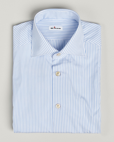 Kiton Cotton Dress Shirt Light Blue Stripe – Sininen