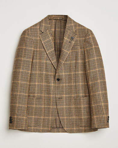Lardini Wool/Cashmere Houndstooth Overcheck Blazer Brown – Ruskea