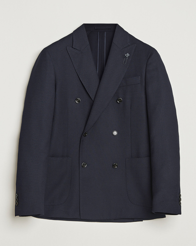 Lardini Double Breasted Twisted Wool Blazer Navy – Sininen