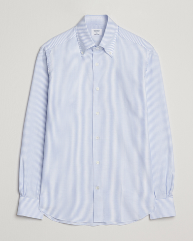 Mazzarelli Soft Oxford Button Down Shirt Light Blue Stripe – Sininen