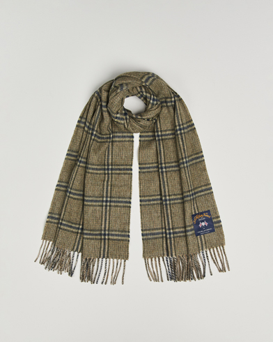 Oscar Jacobson Checked Moon Tweed Wool Scarf Green – Vihreä